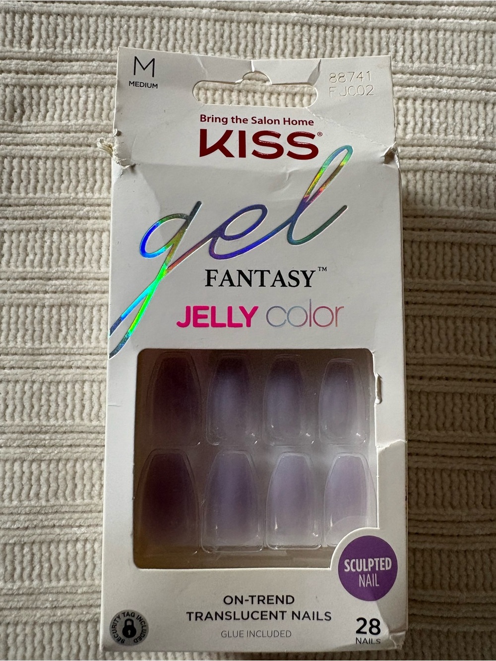 KISS Gel Fantasy Jelly Color Translucent Press-On Nails - Purple (Medium)